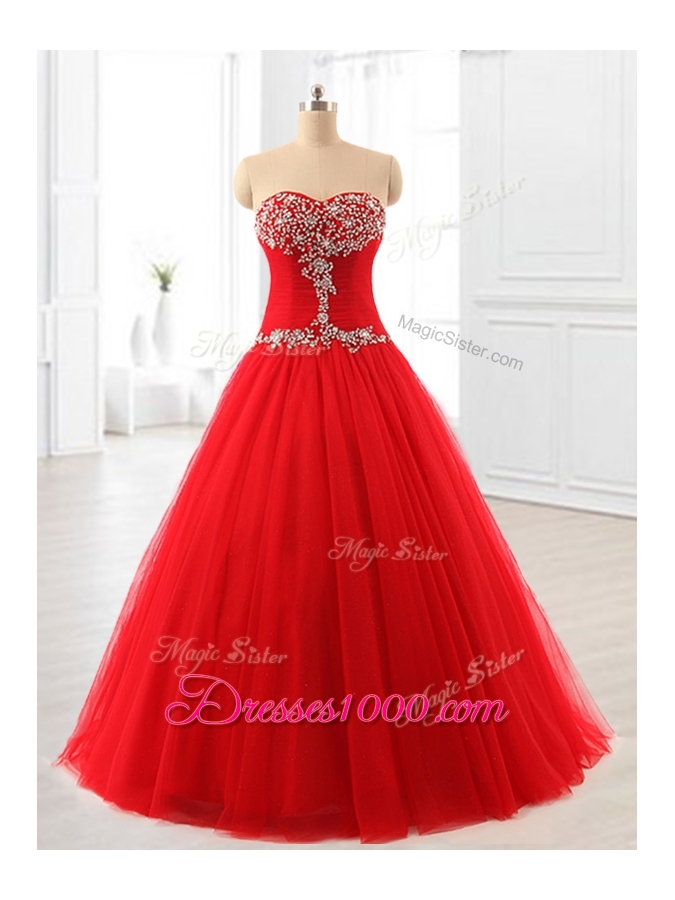 Perfect A Line Beading Tulle Quinceanera Dresses for 2016