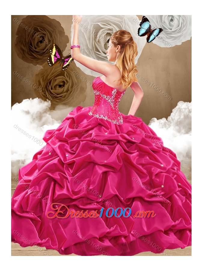 Simple Brush Train Sweetheart Quinceanera Dresses with Pick Ups