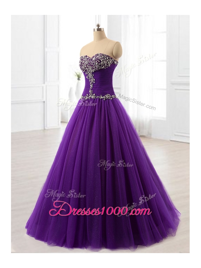 2016 Pretty Beading A Line Sweet 16 Dresses in Purple
