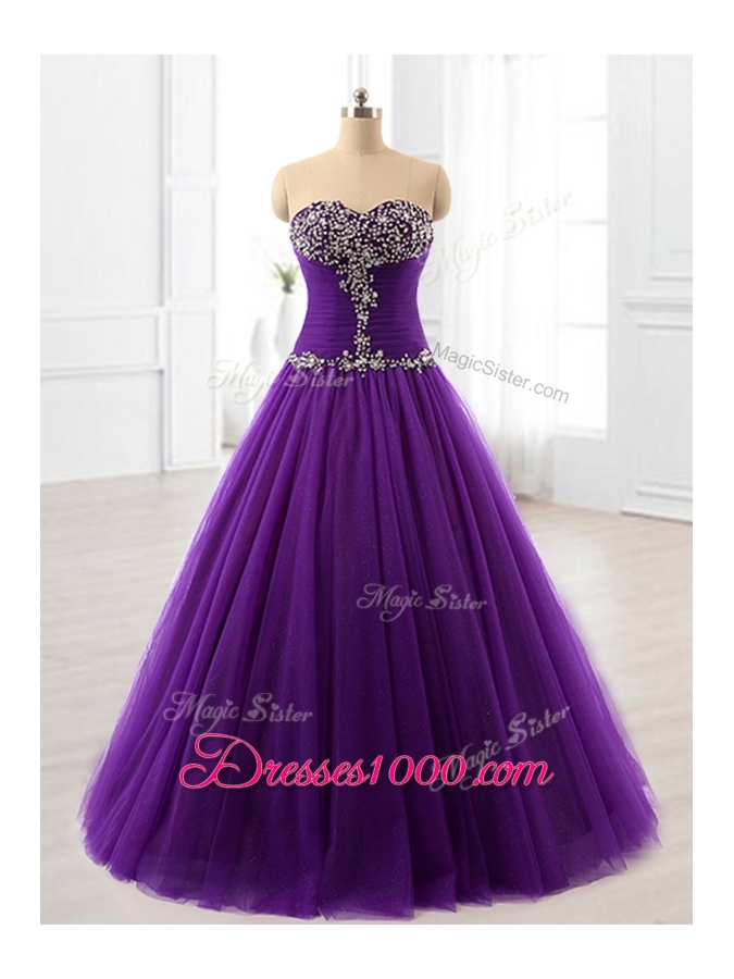 2016 Pretty Beading A Line Sweet 16 Dresses in Purple