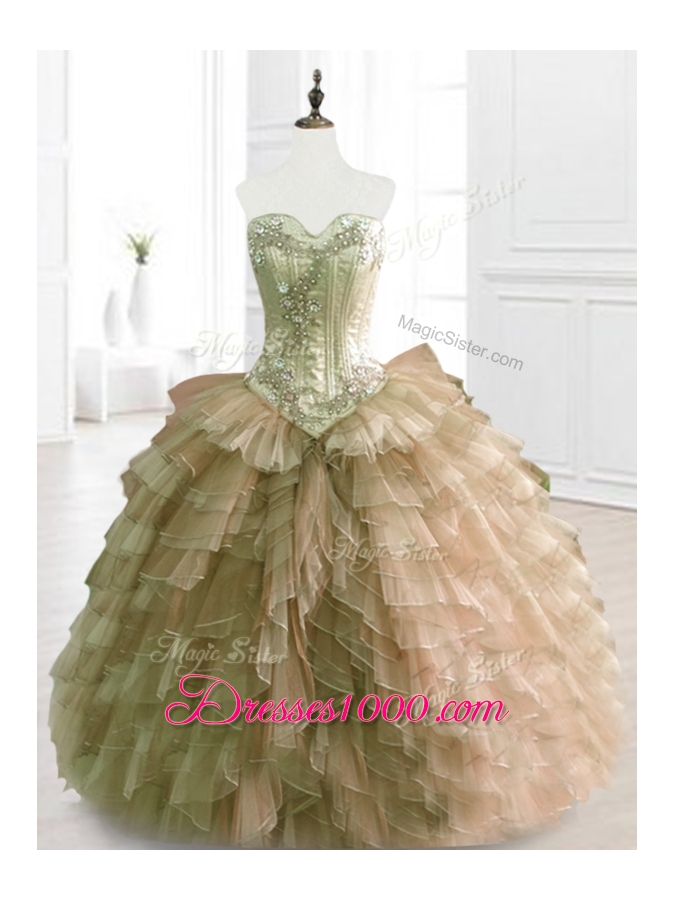 Beautiful Multi Color Sweetheart Quinceanera Dresses with Beading and Ruffles