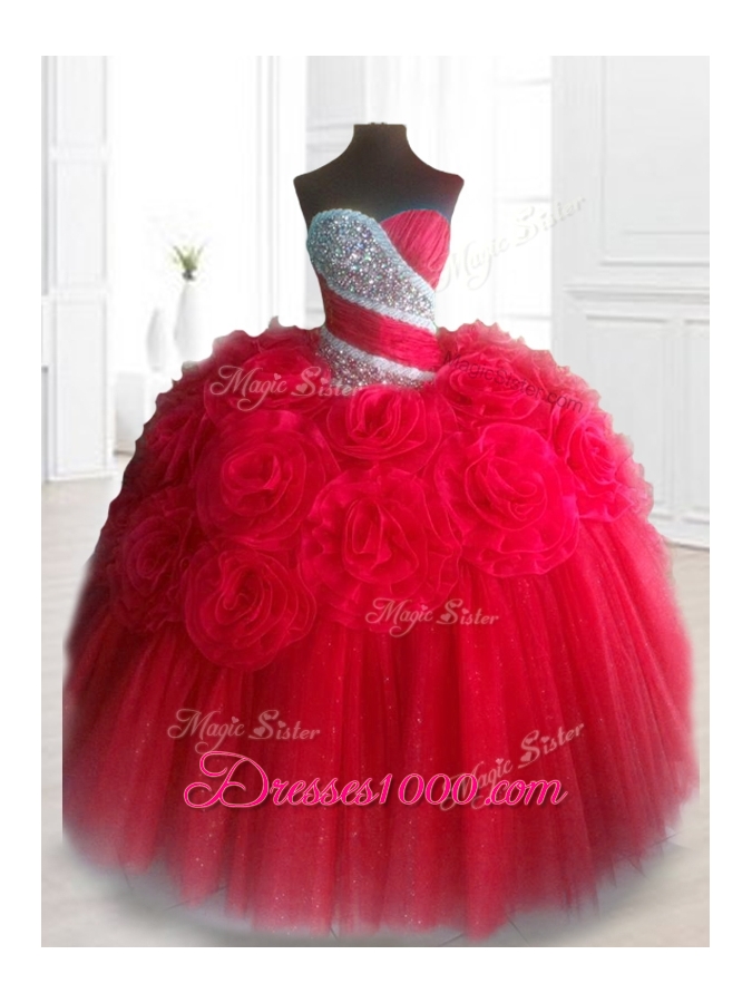 Elegant Sweetheart Quinceanera Dresses with Beading and Hand Made Flowers