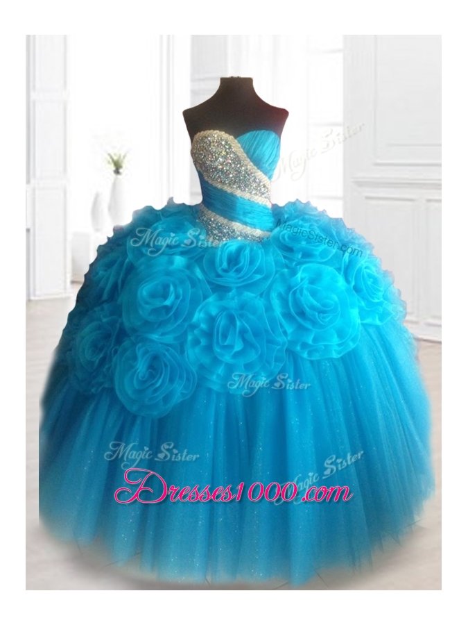 Elegant Sweetheart Quinceanera Dresses with Beading and Hand Made Flowers