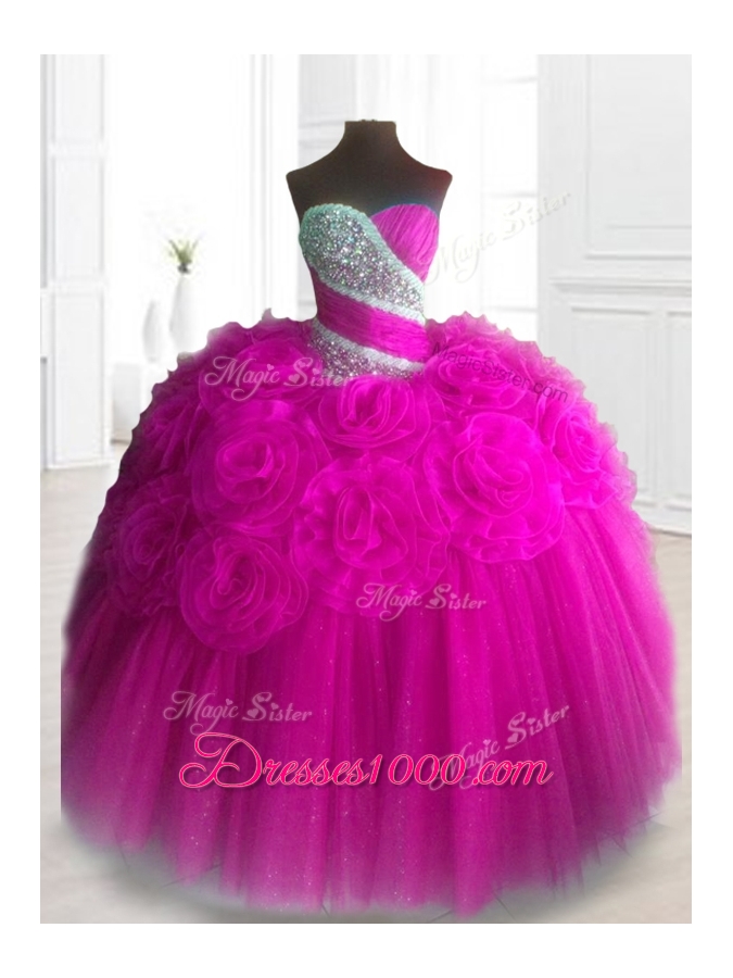 Elegant Sweetheart Quinceanera Dresses with Beading and Hand Made Flowers