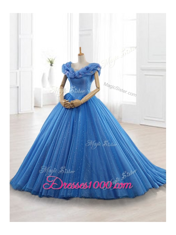 Exclusive Appliques Off the Shoulder Sweet 16 Dresses in Blue