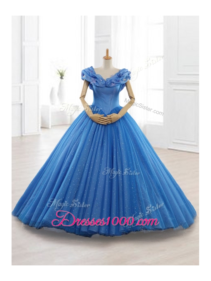 Exclusive Appliques Off the Shoulder Sweet 16 Dresses in Blue
