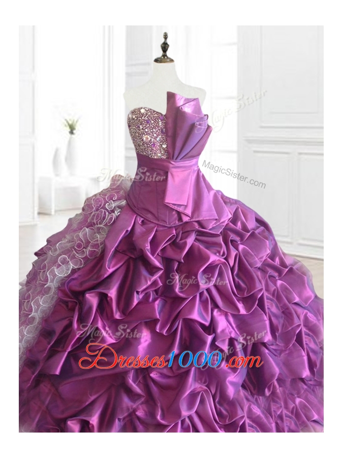 Fashionable Strapless Pick Ups Quinceanera Dresses with Sequins and Ruffles