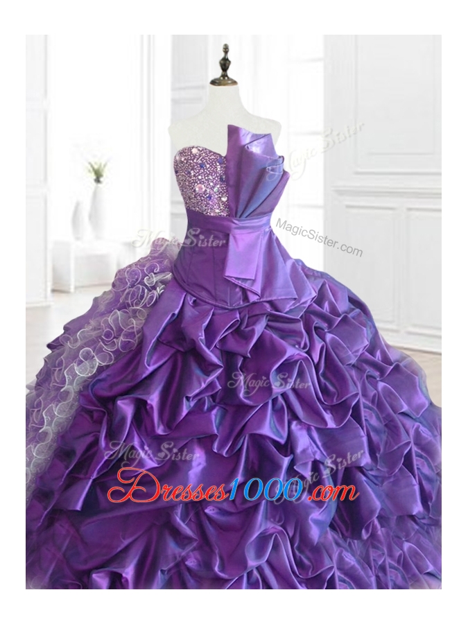 Fashionable Strapless Pick Ups Quinceanera Dresses with Sequins and Ruffles