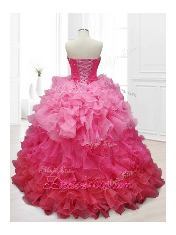 Fashionable Sweetheart Beading and Ruffles Quinceanera Dresses in Gold