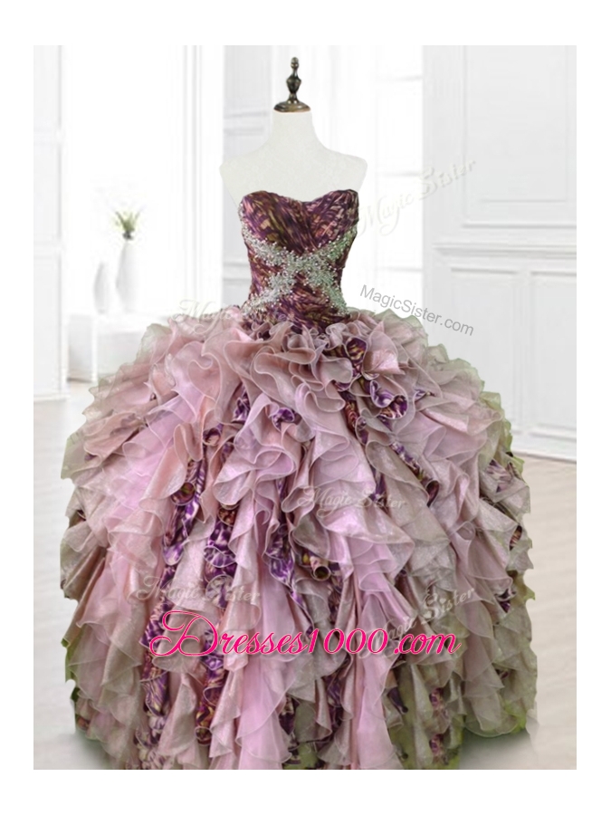 Luxurious Beading Multi Color Quinceanera Dresses with Ruffles and Pattern
