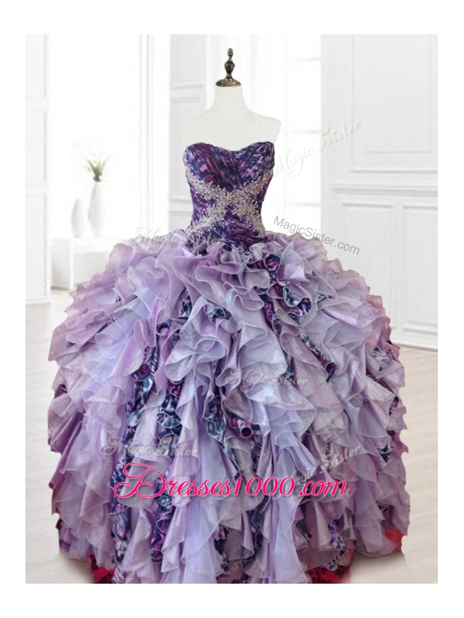 Luxurious Beading Multi Color Quinceanera Dresses with Ruffles and Pattern