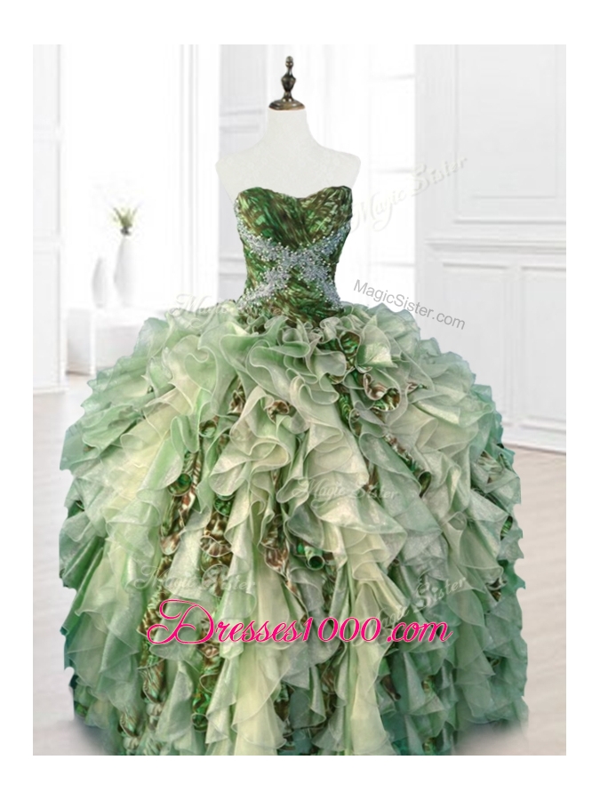 Luxurious Beading Multi Color Quinceanera Dresses with Ruffles and Pattern