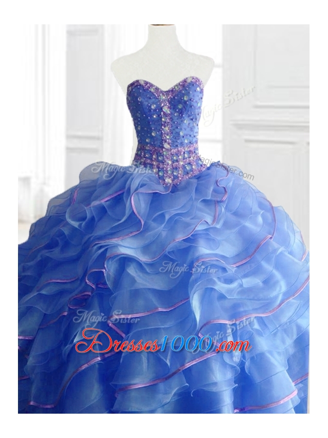 Modest Ball Gown Quinceanera Dresses with Beading and Ruffles