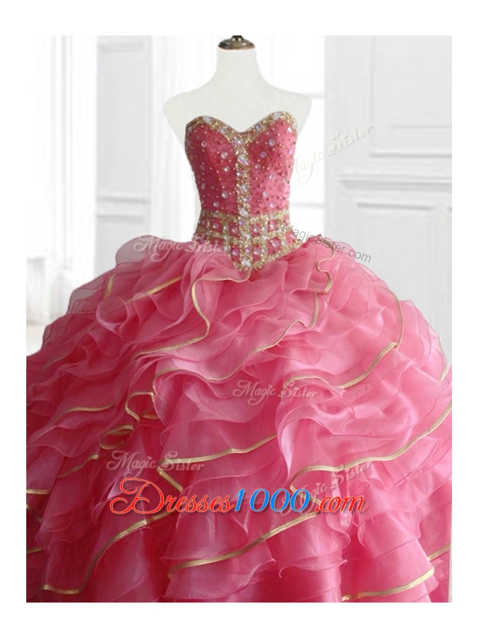 Modest Ball Gown Quinceanera Dresses with Beading and Ruffles