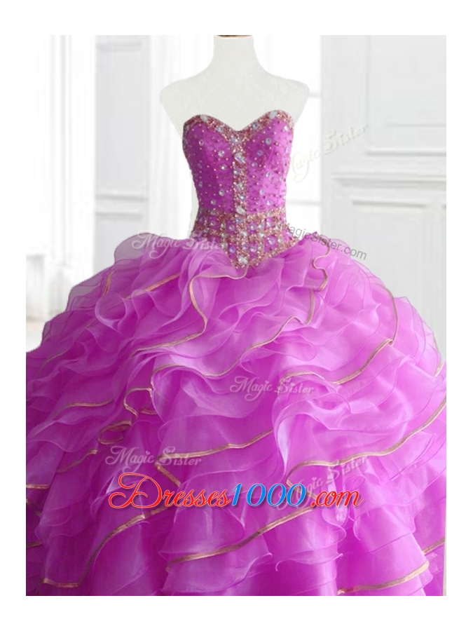 Modest Ball Gown Quinceanera Dresses with Beading and Ruffles