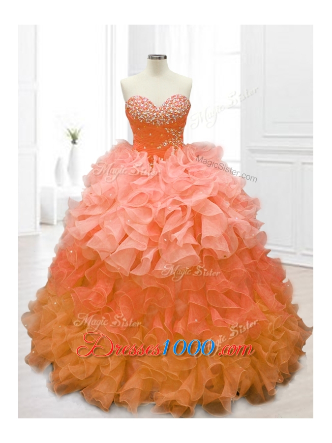 New Style Sweetheart Quinceanera Gowns with Beading and Ruffles