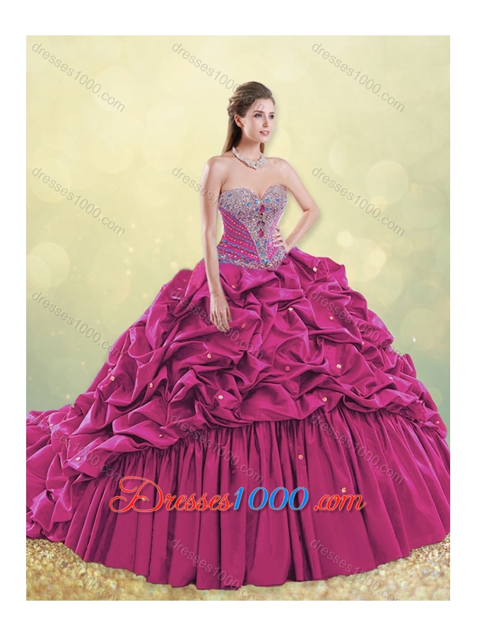 2016 Classical Taffeta Blue Quinceanera Dress with Beading and Bubbles
