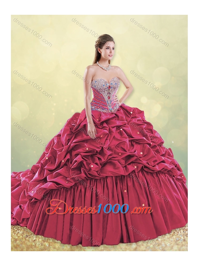 2016 Classical Taffeta Blue Quinceanera Dress with Beading and Bubbles