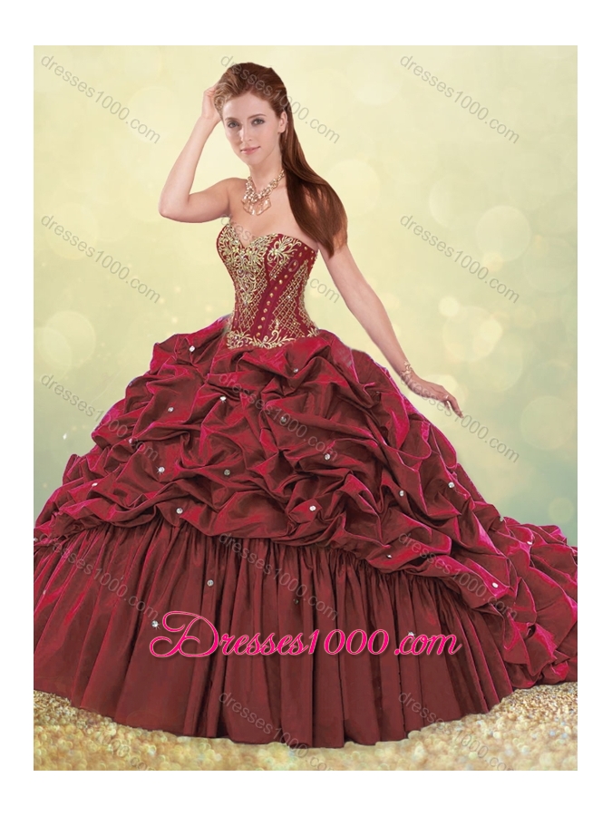 Beautiful Brush Train Teal Quinceanera Dress with Beading and Bubbles