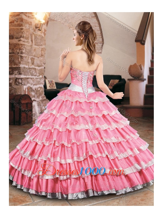 Elegant Organza Quinceanera Dress with Beading and Ruffled Layers