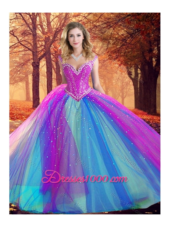 Fashionable V Neck Quinceanera Dresses with Beading