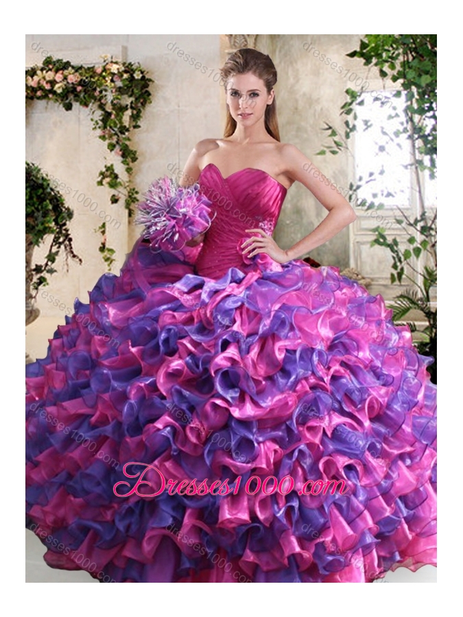 2016 Clearance Purple and Pink Sweet 16 Dress with Ruffled Layers