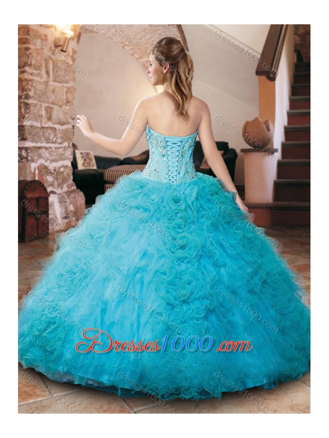 Clearance Beaded and Ruffled Quinceanera Dress with Detachable Straps