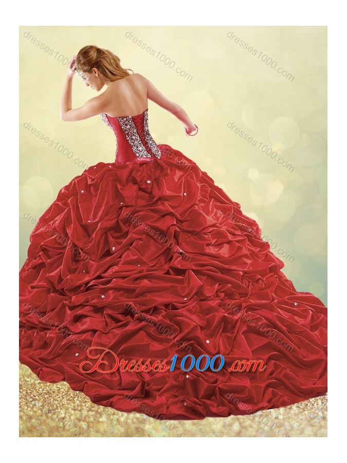 Clearance Big Puffy Brush Train Taffeta Quinceanera Dress in Purple