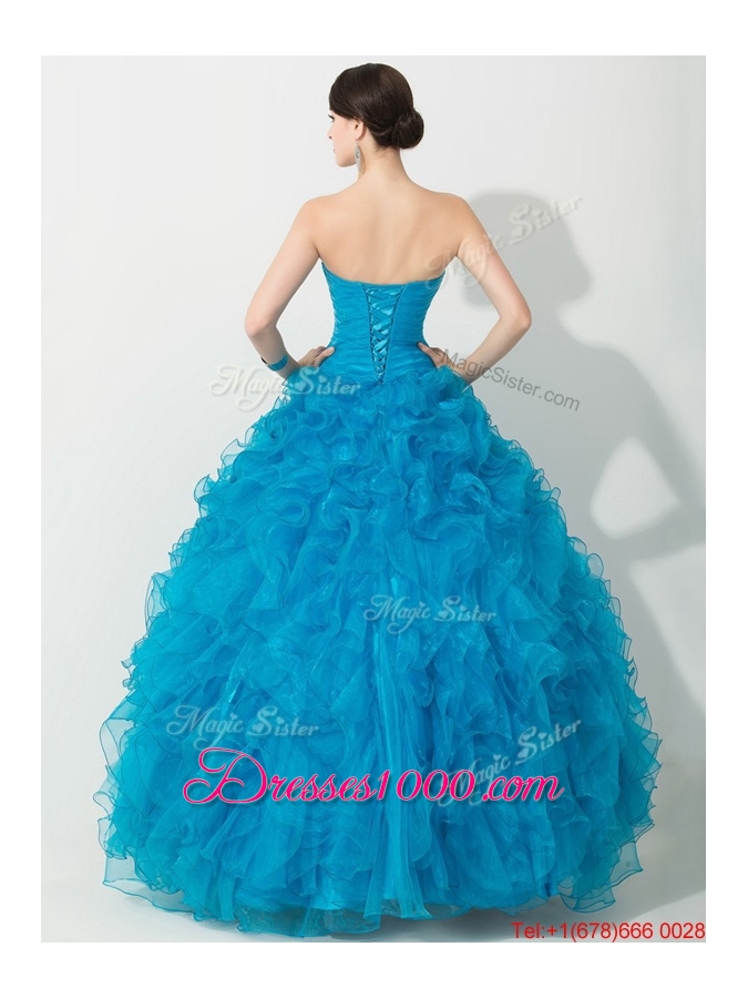 Clearance Princess Baby Blue Quinceanera Gown with Beading and Ruffles
