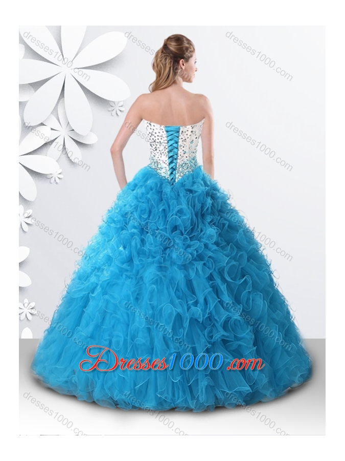 Clearance Princess Teal Sweet 16 Dress with Beading and Ruffles