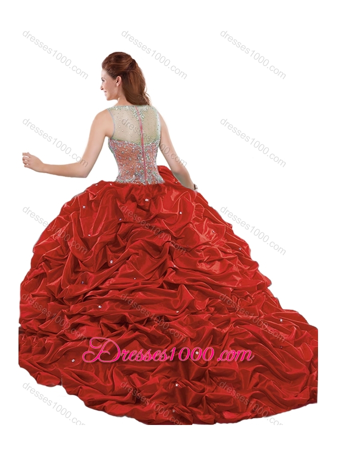 Clearance See Through Beaded and Bubble Quinceanera Dress in Dark Green