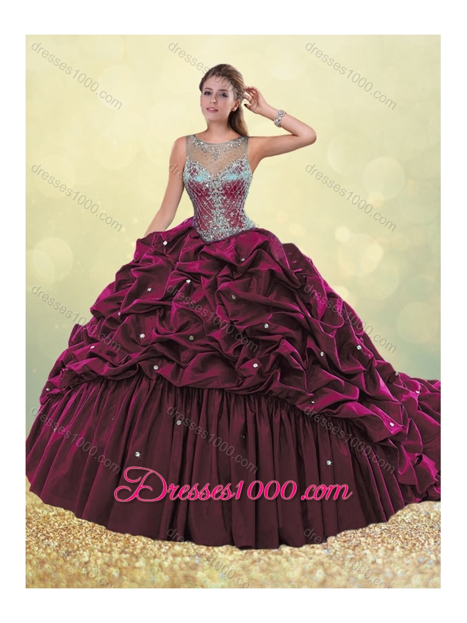 Clearance See Through Beaded and Bubble Quinceanera Dress in Dark Green