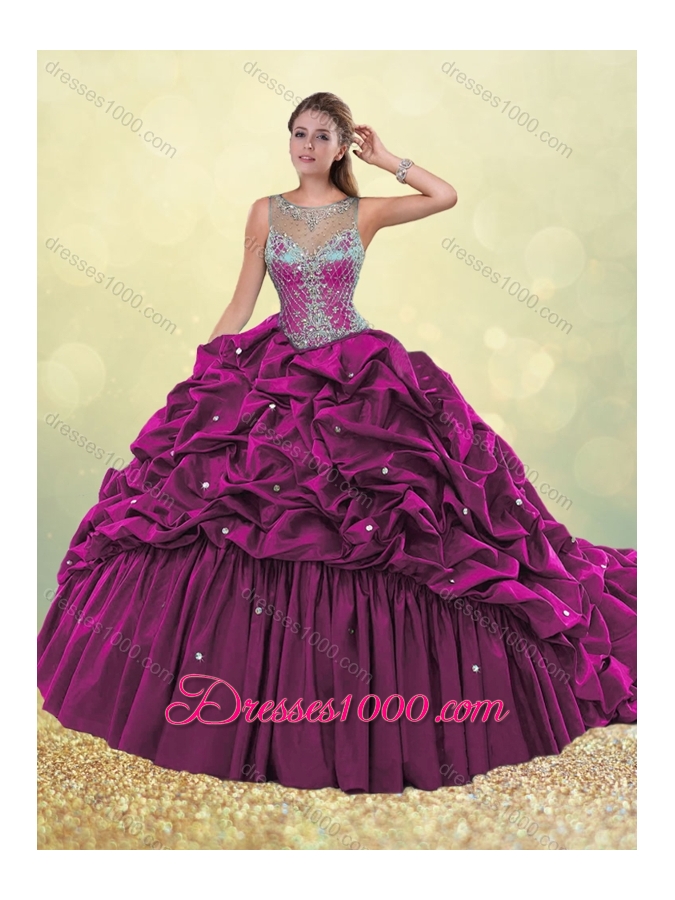 Clearance See Through Beaded and Bubble Quinceanera Dress in Dark Green