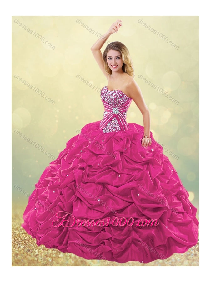 Designer Puffy Skirt Bubble Red Quinceanera Dress in Taffeta