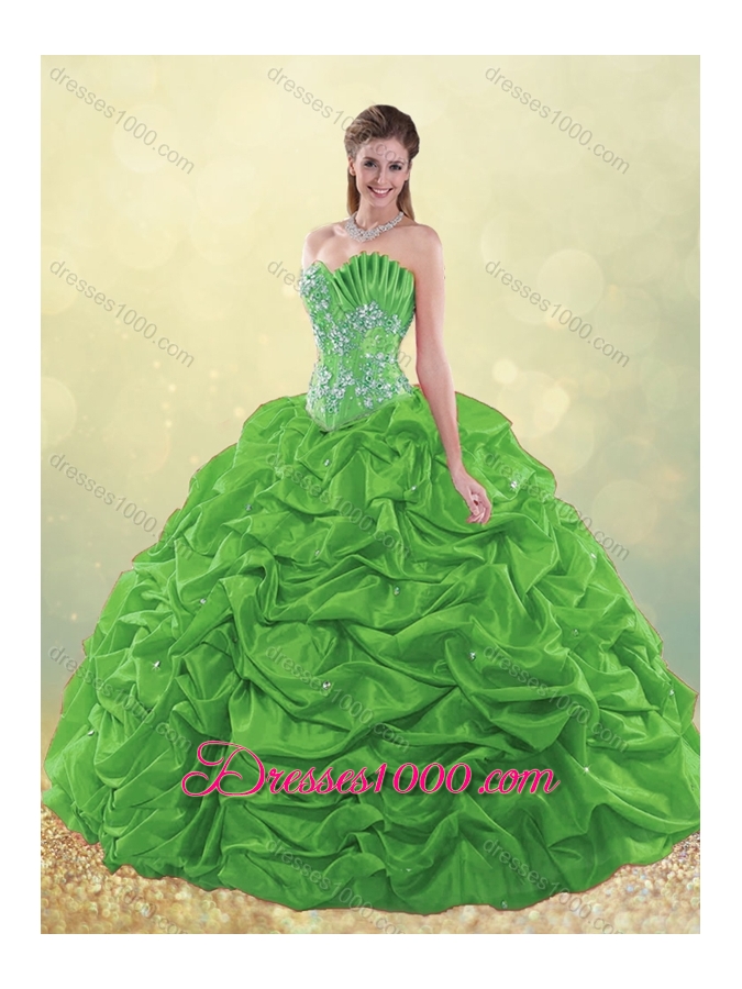 Latest Taffeta Teal Quinceanera Dress with Beading and Bubbles