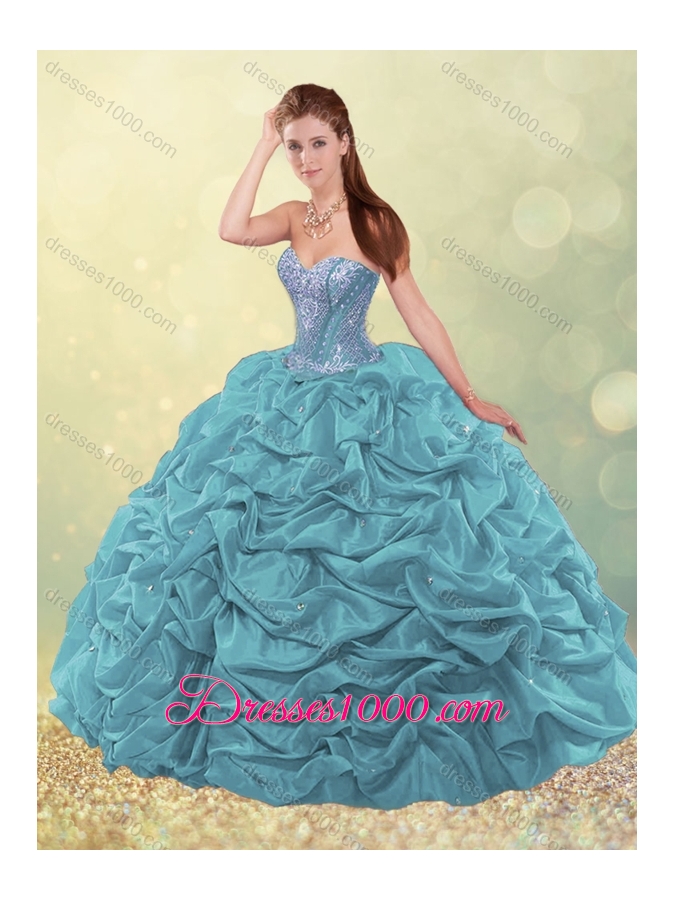 New Arrivals Beaded and Bubble Quinceanera Dress in Aqua Blue
