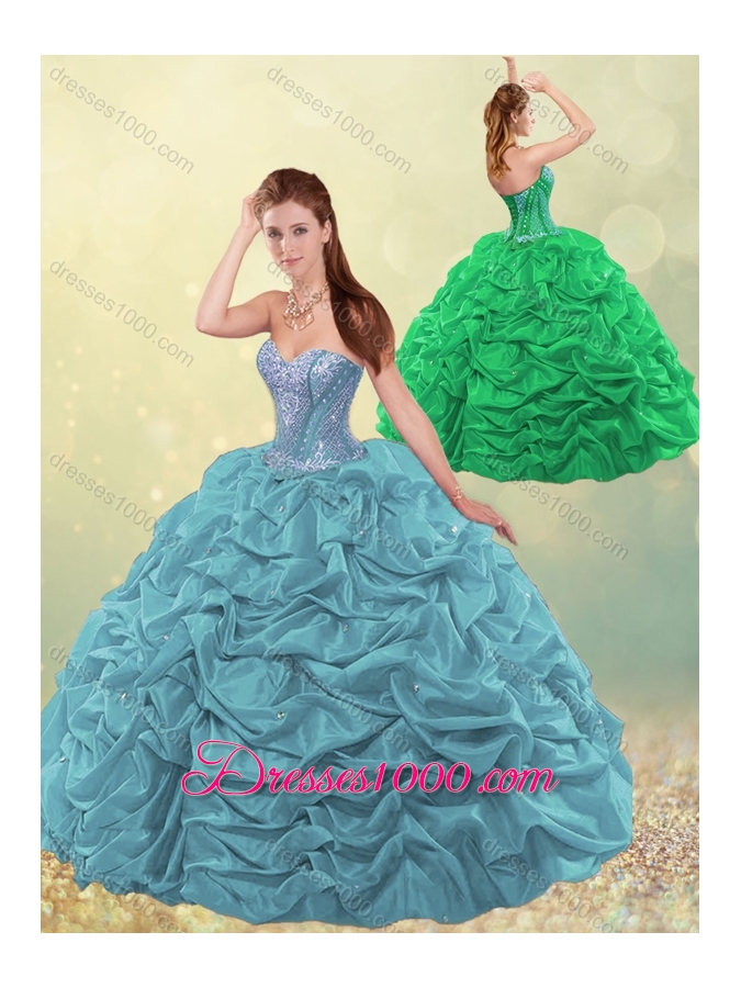 New Arrivals Beaded and Bubble Quinceanera Dress in Aqua Blue