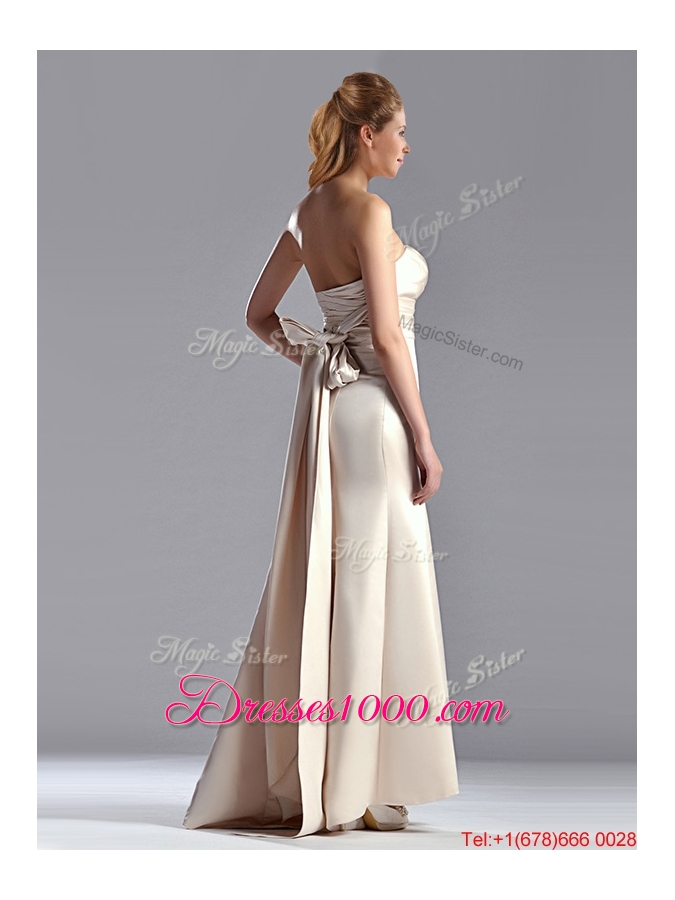Cheap Off White Column Strapless Mother of Bride Dress with Brush Train
