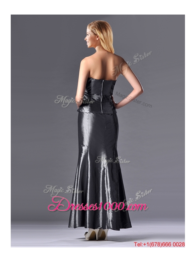 Mermaid Sweetheart Ankle-length Silver Mother of Bride Dress with Beading