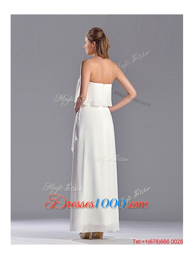 New Arrivals Empire Strapless Ankle Length Mother of Bride Dress in White
