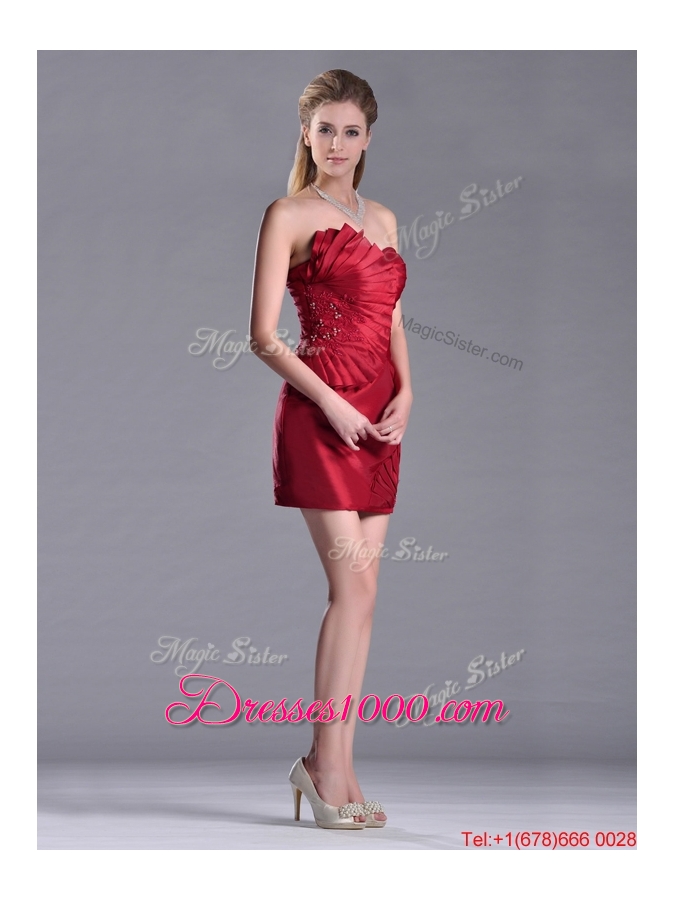 Best Selling Column Wine Red Dama Dress with Asymmetrical Neckline