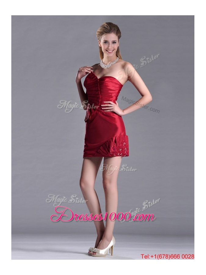 Best Selling Column Wine Red Dama Dress with Asymmetrical Neckline