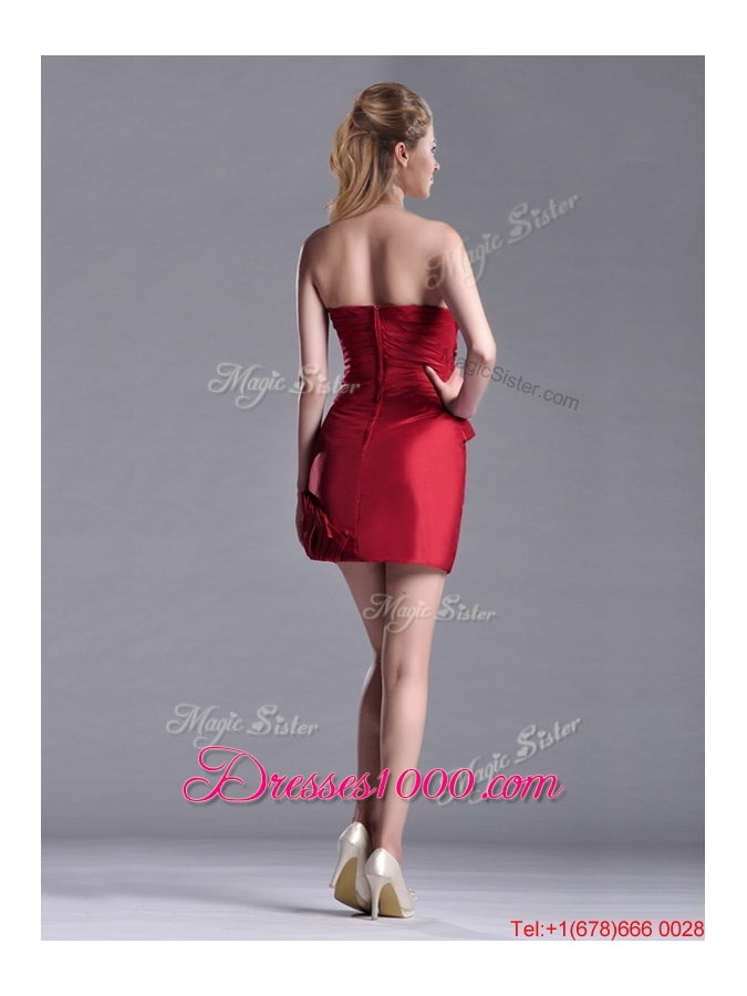 Best Selling Column Wine Red Dama Dress with Asymmetrical Neckline