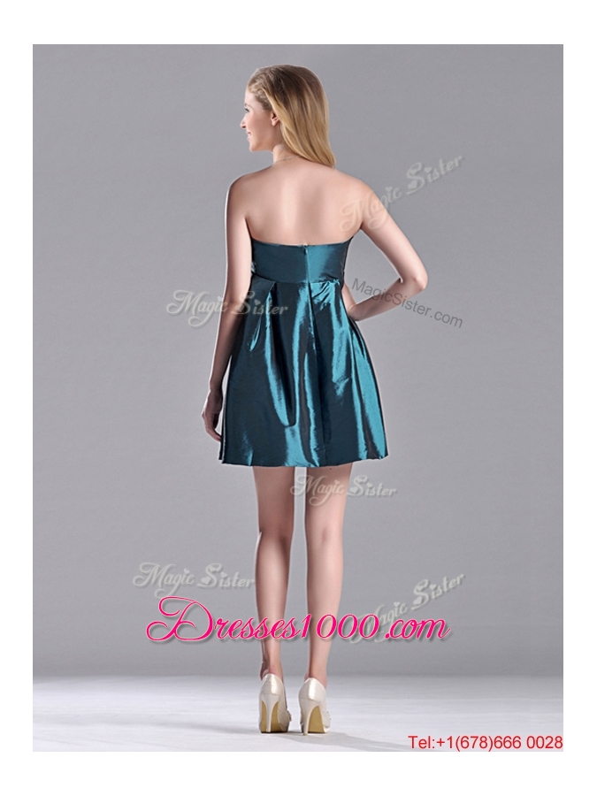 New Arrivals Strapless Ruched Taffeta Short Prom Dress in Teal