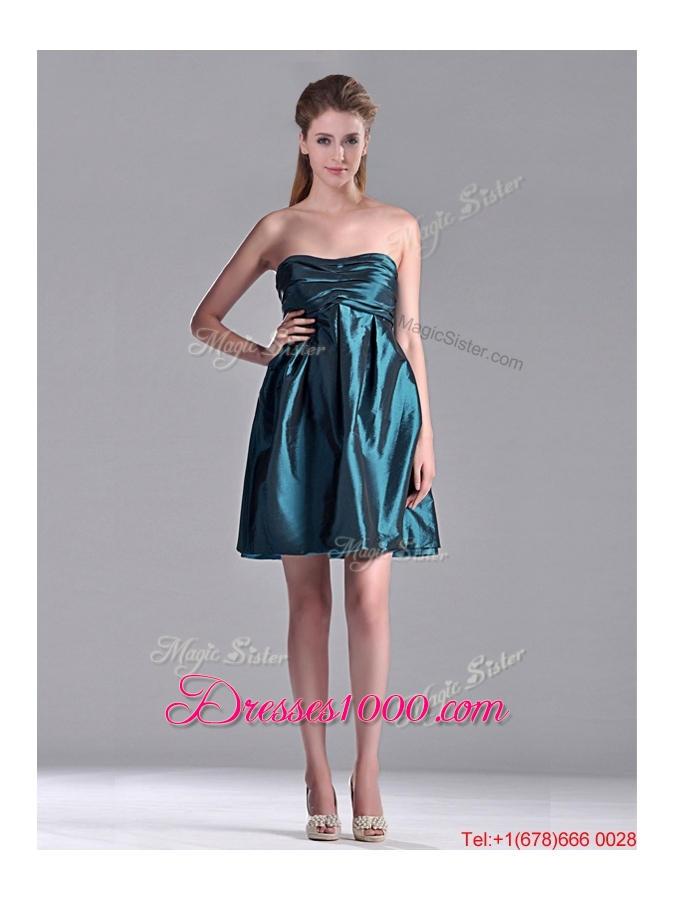 New Arrivals Strapless Ruched Taffeta Short Prom Dress in Teal