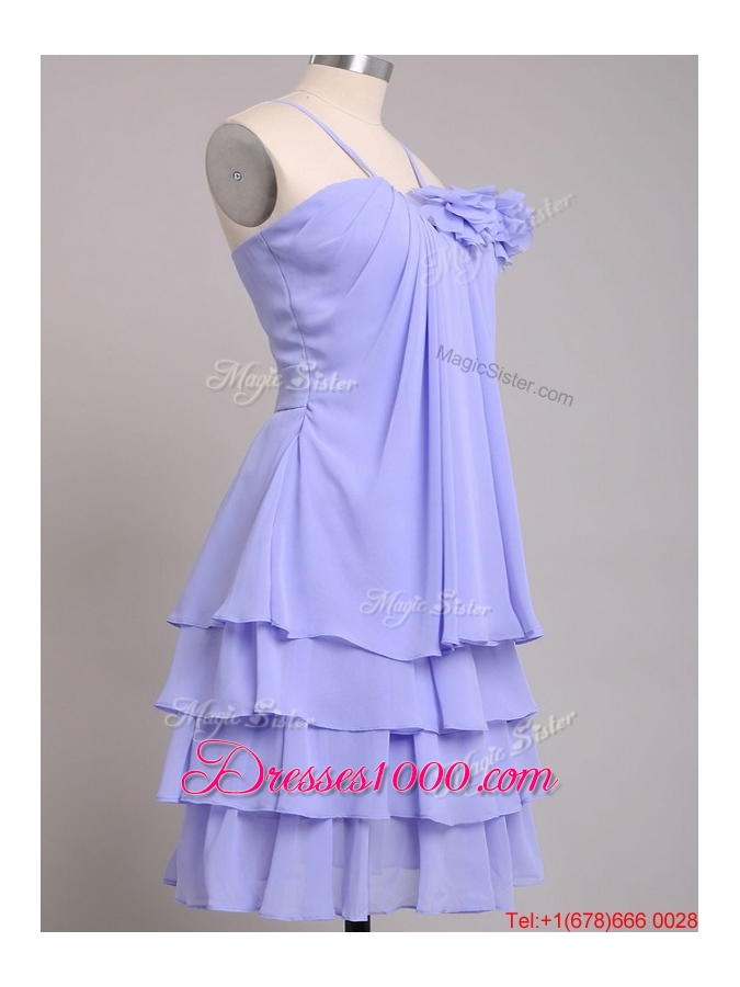 Hot Sale Ruffled Layers and Handcrafted Flower Dama Dress in Lavender
