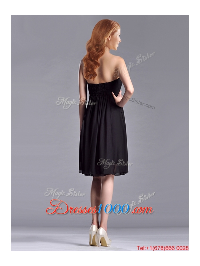 Empire Sweetheart Knee-length Short Black Dama Dress for Homecoming
