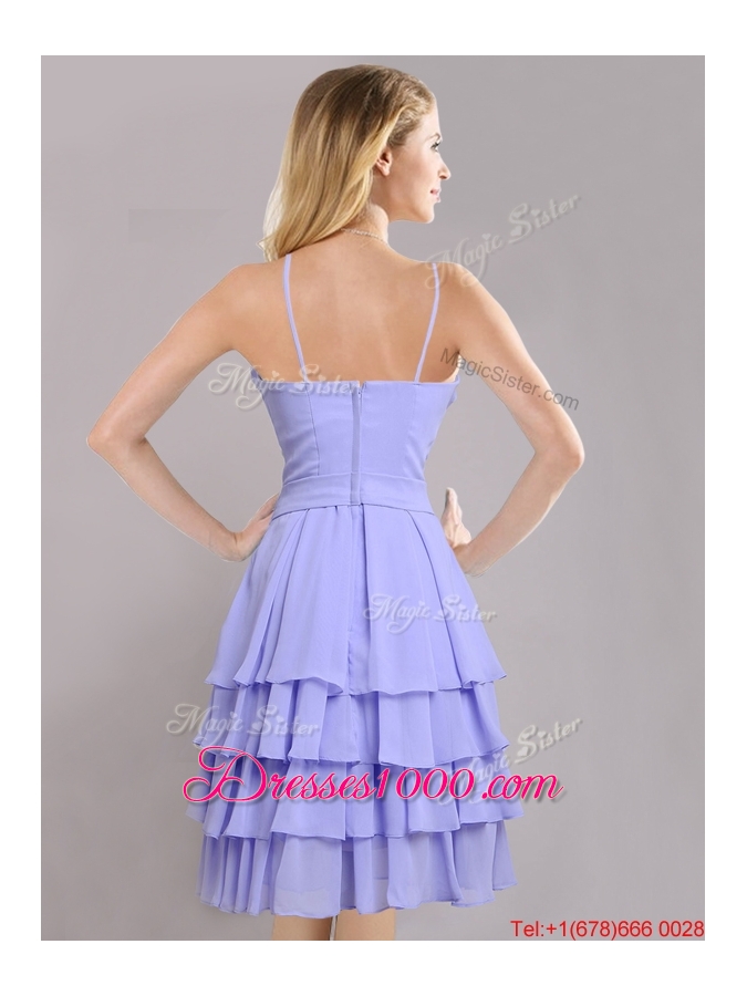 Hot Sale Ruffled Layers and Handcrafted Flower Dama Dress in Lavender