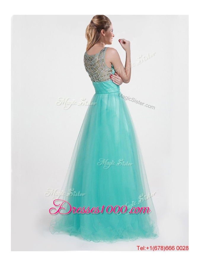 2016 Lovely Empire Scoop Beading Prom Dresses