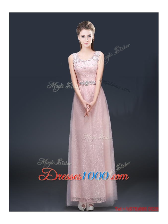 2016 Pretty Empire Scoop Prom Dresses with Lace and Appliques